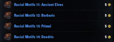 Racial Motifs Daedric Ancient Elves Barbaric Primal Styles